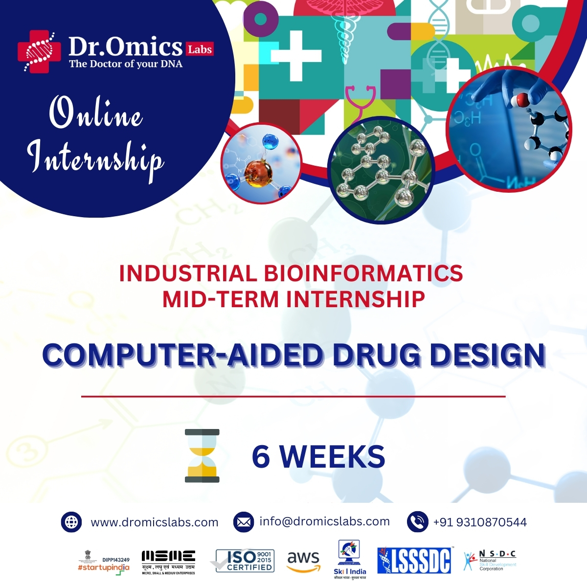 Computer Aided Drug Designing (CADD): Industrial Bioinformatics Mid-term Internship (6 Weeks)